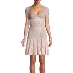 Alexander McQueen 2017 Pink Metallic Knit Corset Wool-Blend Mini Dress